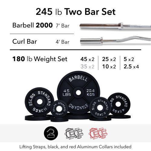 180 lb 2000 ws curl bar alum2 bar weight set