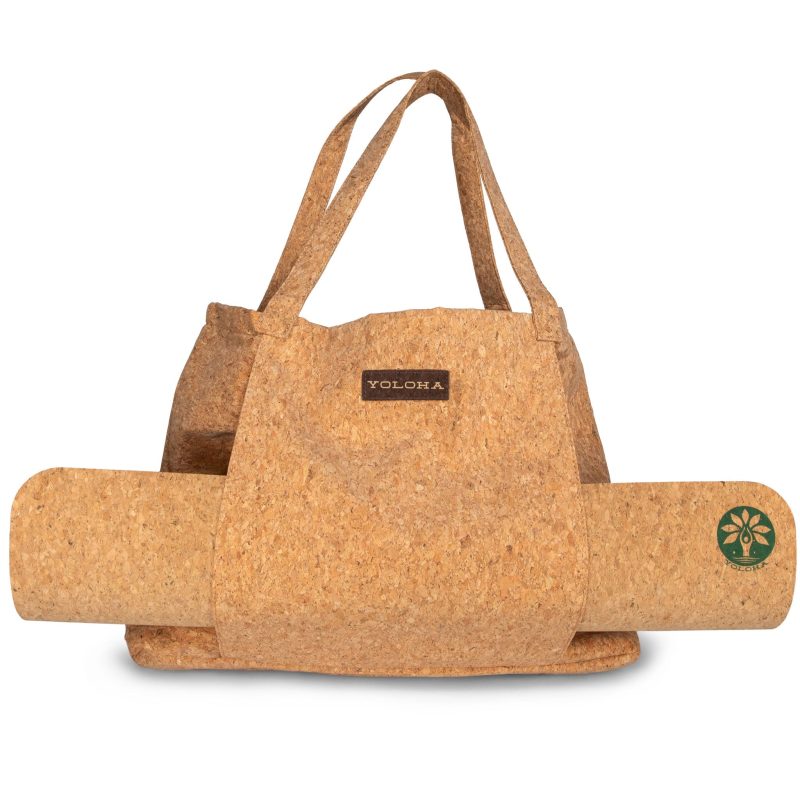 Cork Tote Bag with yoga mat holder