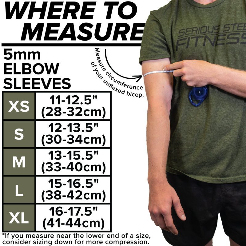 Neoprene Elbow Sleeves Size Guide XS XL Aug 2021 1