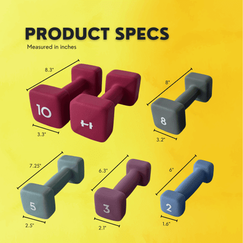 Neoprene Dumbbells Dimensions