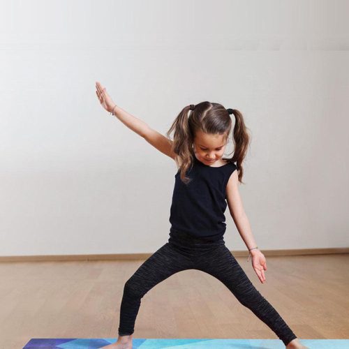 combo yoga mat 2 in 1 mat towel kids geo blue lightweight ultra soft yoga design lab 4