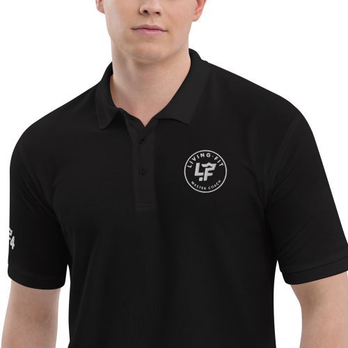 premium polo shirt black zoomed in 638fbead24c5a