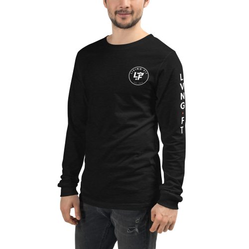 unisex long sleeve tee black heather left front 65603715155d1