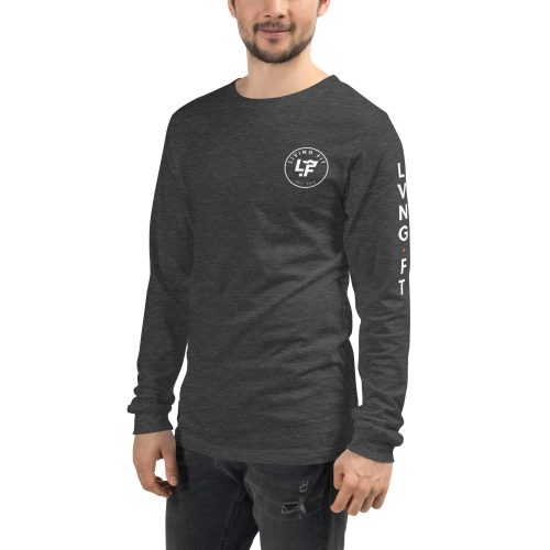 unisex long sleeve tee dark grey heather left front 656037151aa06