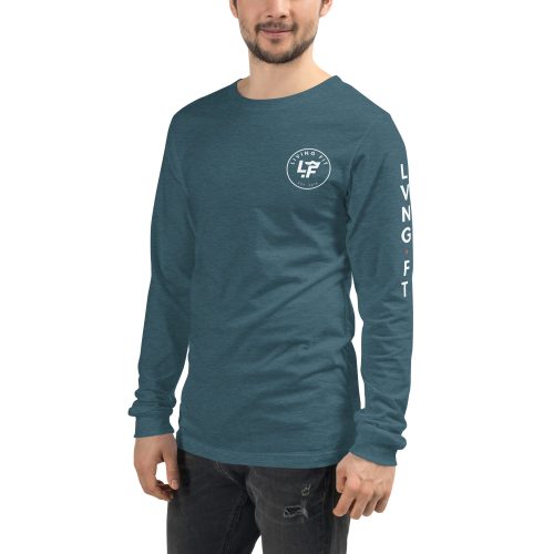 unisex long sleeve tee heather deep teal left front 656037151d8b3