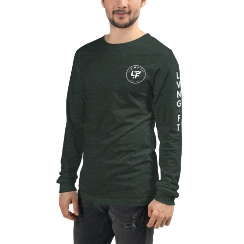 unisex long sleeve tee heather forest left front 6560371519327