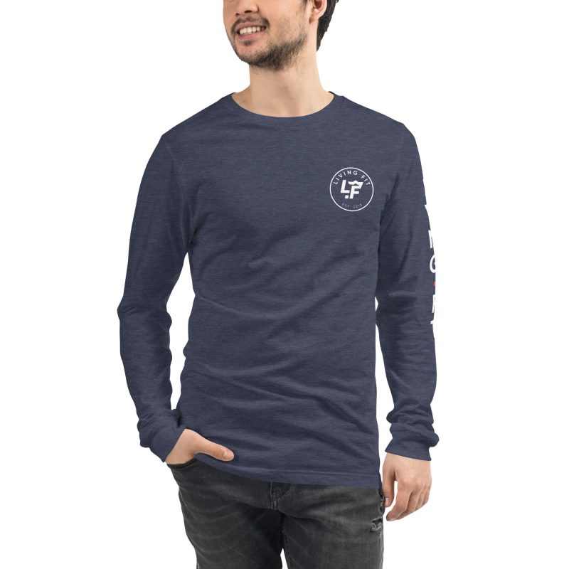 unisex long sleeve tee heather navy front 656037151b081