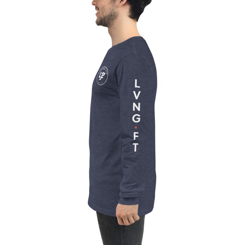 unisex long sleeve tee heather navy left 656037151b87a