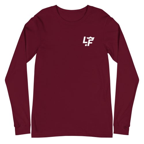 unisex long sleeve tee maroon front 6318f10167360