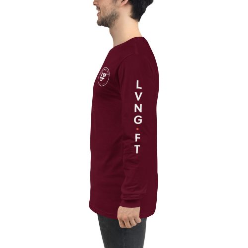 unisex long sleeve tee maroon left 6560371516eb2