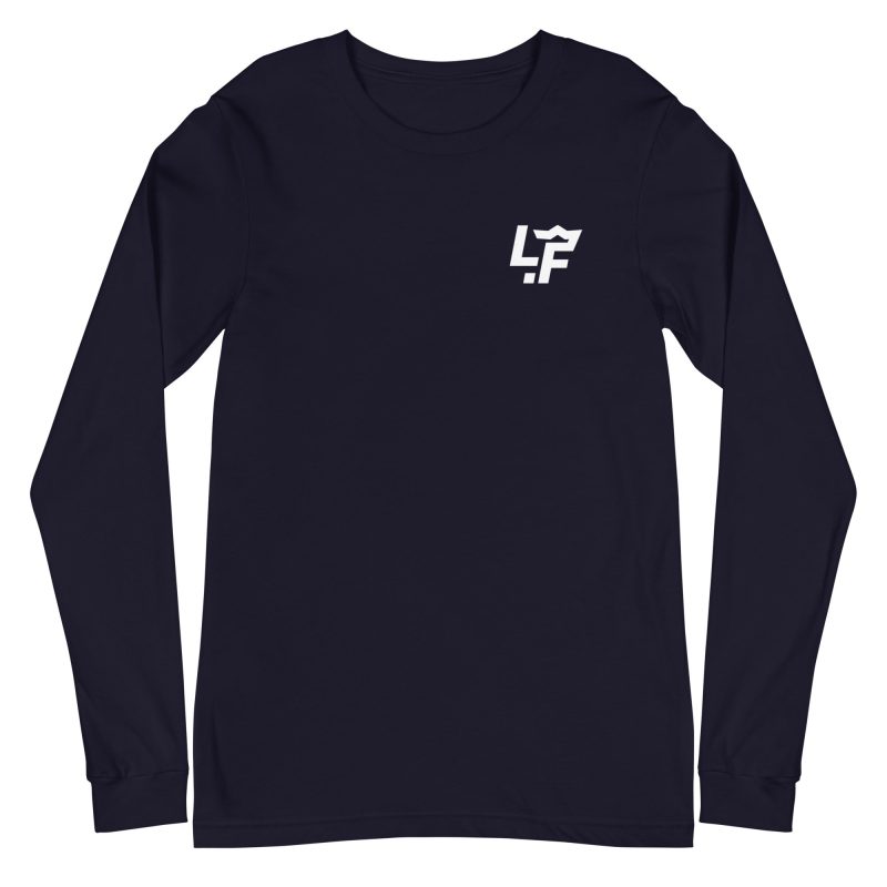 unisex long sleeve tee navy front 6318f1016705b