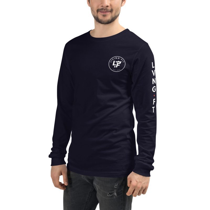 unisex long sleeve tee navy left front 656037151655e