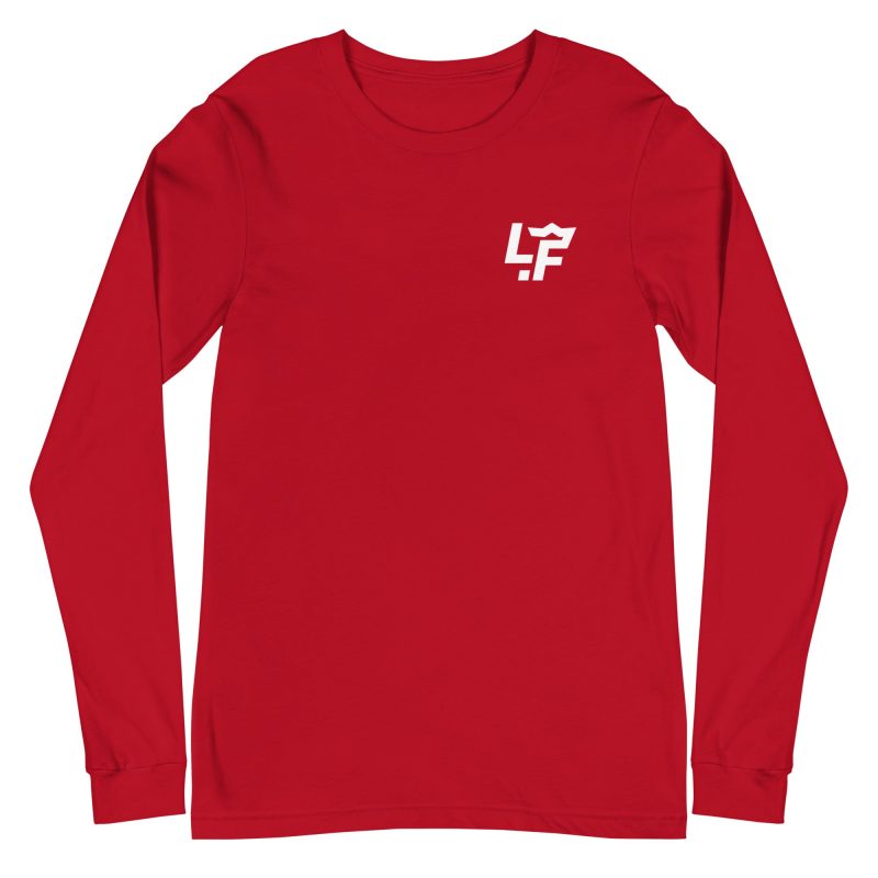 unisex long sleeve tee red front 6318f101676ef