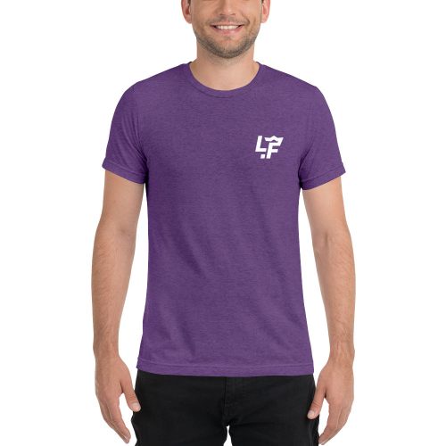 unisex tri blend t shirt purple triblend front 656036996989a