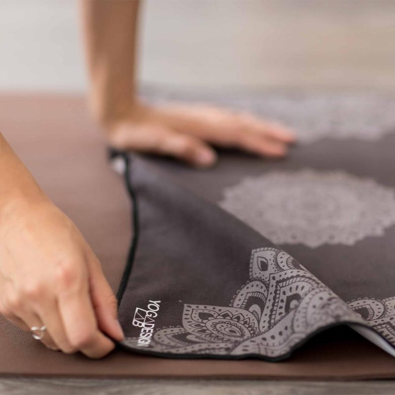 yoga hand towel mandala black ultra grippy moisture absorbing and quick dry yoga design lab 3