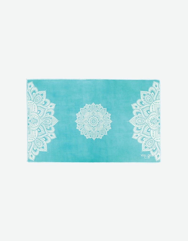 yoga hand towel mandala turquoise lightweight absorbent material yoga design lab 1