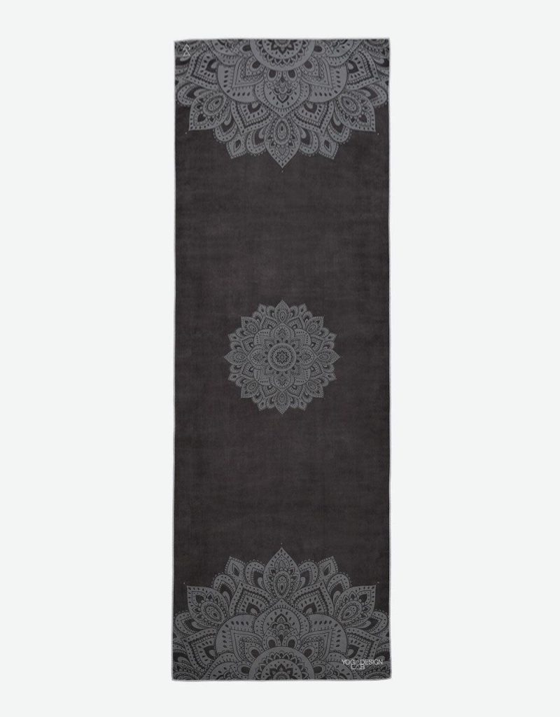 yoga mat towel mandala black ultra grippy moisture absorbing and quick dry yoga design lab 1