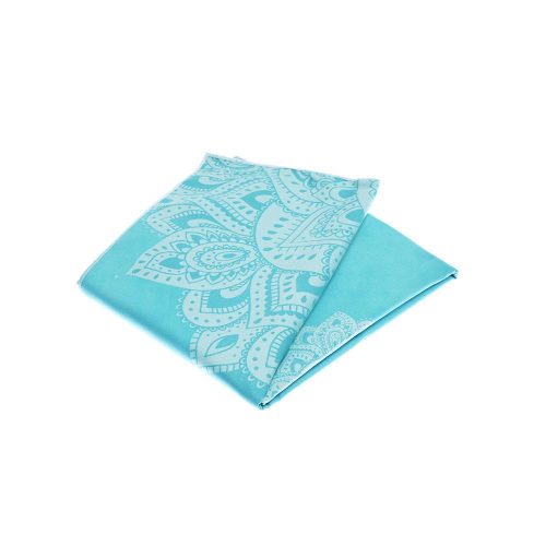 yoga mat towel mandala turquoise ultra grippy moisture absorbing and quick dry yoga design lab 4